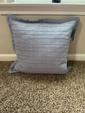 RALPH LAUREN OPEN WEAVE BLUE FRINGE THROW DECORATIVE BED PILLOW 20x20 NEW $120