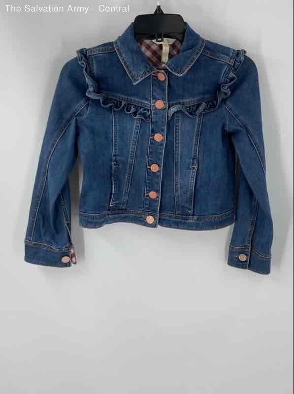 Matilda Jane Girls Blue Long Sleeve Button Front Pockets Jean Jacket Size 12