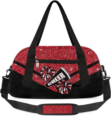 Cheerleading Kids Overnight Duffel Bags for Girls Red Glitter Sport Gym Bag Duff