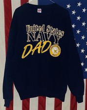 Vintage United States Navy Dad Sweatshirt Men's Large Blue USA Made Soffe Sweats