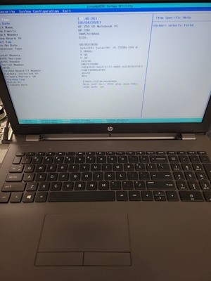 HP 250 G6 i5-7200U@2.5GHz 8GB RAM *AS IS/No HDD/No OS/No Battery/BIOS* | LP436