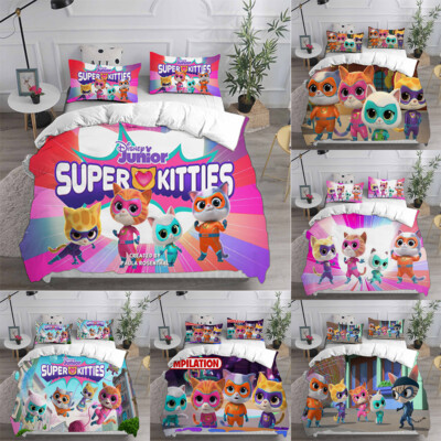 Cosplay Super Kitties 3D Bettbezug Bettwäsche Set Kissenbezug Quilt Single Size