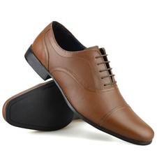 Image of Mens Leather Casual Smart Lace Up Oxford Work Office Gibson Toe Cap Shoes Size