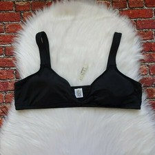 NWT MADEWELL Bikini Top Tie-Front True Black Second Wave Tropical Women's 2X