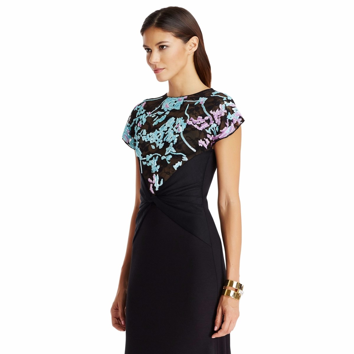 Robe Diane Von Furstenberg Neuve Avec étiquettes - Imprimé Floral Sur Laine, Noir, Longueur Longue