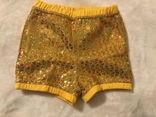   Alleson Sequin GIRLS cheerleading or dance shorts in GOLD Girls medium 23/26