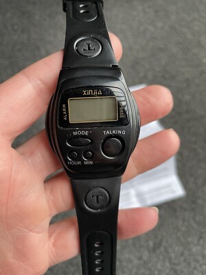 Xinjia Xj-665E Unisex Black Strap Digital Dial Genuine Talking Wristwatch Instr