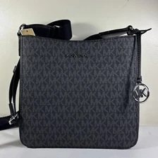 Michael Kors Jet Set Travel Black MK Small NS Messenger CrossBody Bag