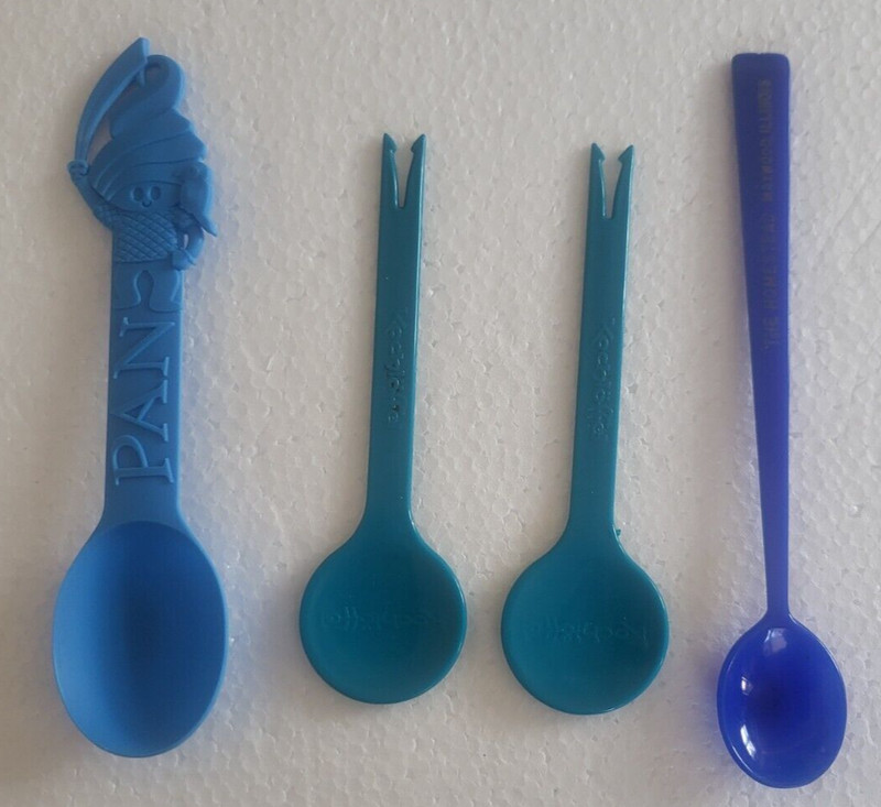 4 VINTAGE RARE COCKTAIL / ICE CREAM SPOONS  KOCHLOEFFEL (GERMANY)  MENCCHIES + 1