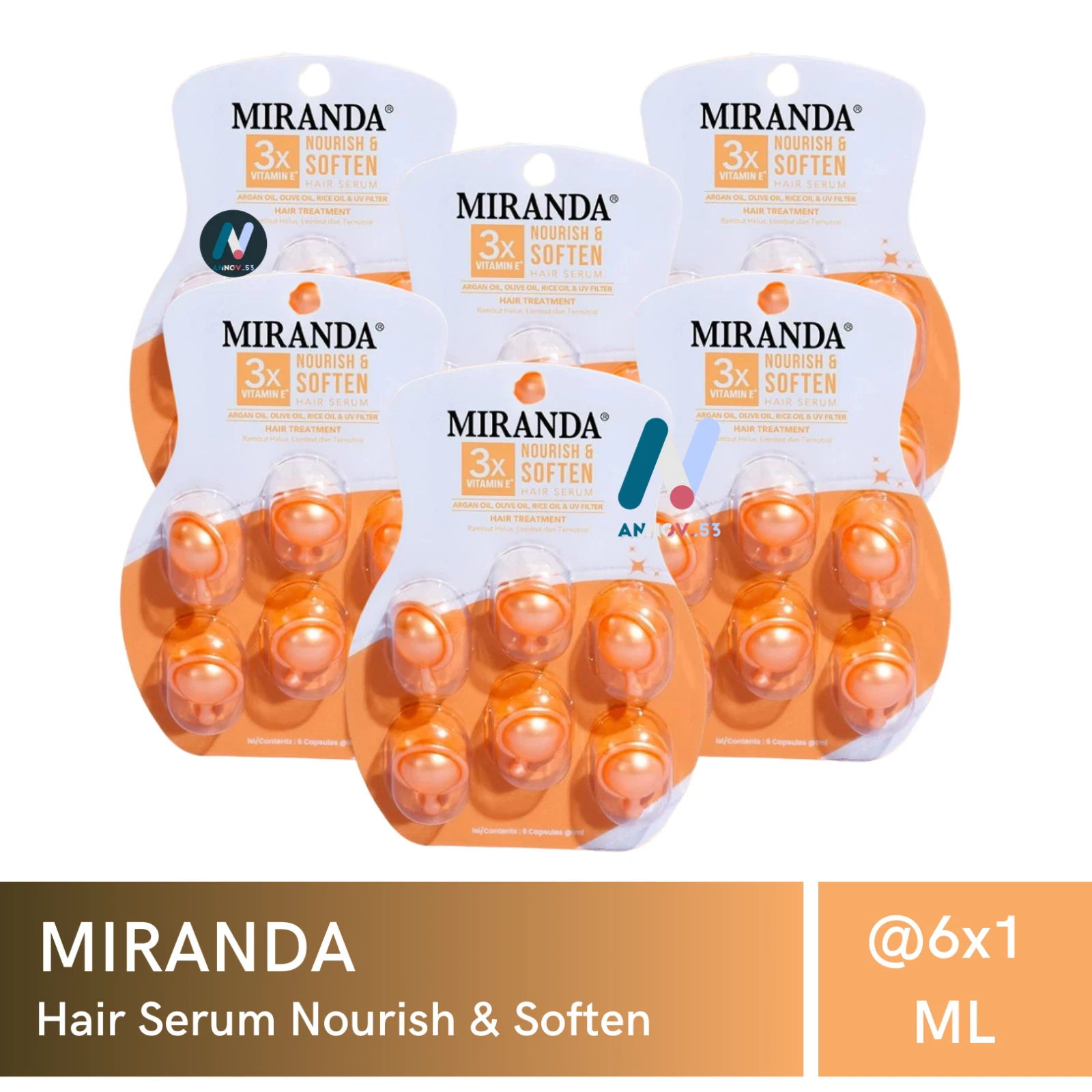 MIRANDA Hair Serum Nourish & Soften Damaged Hair Olive Argan Oil Vit E Shiny 6X