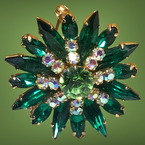 antique prong rhinestone brooch