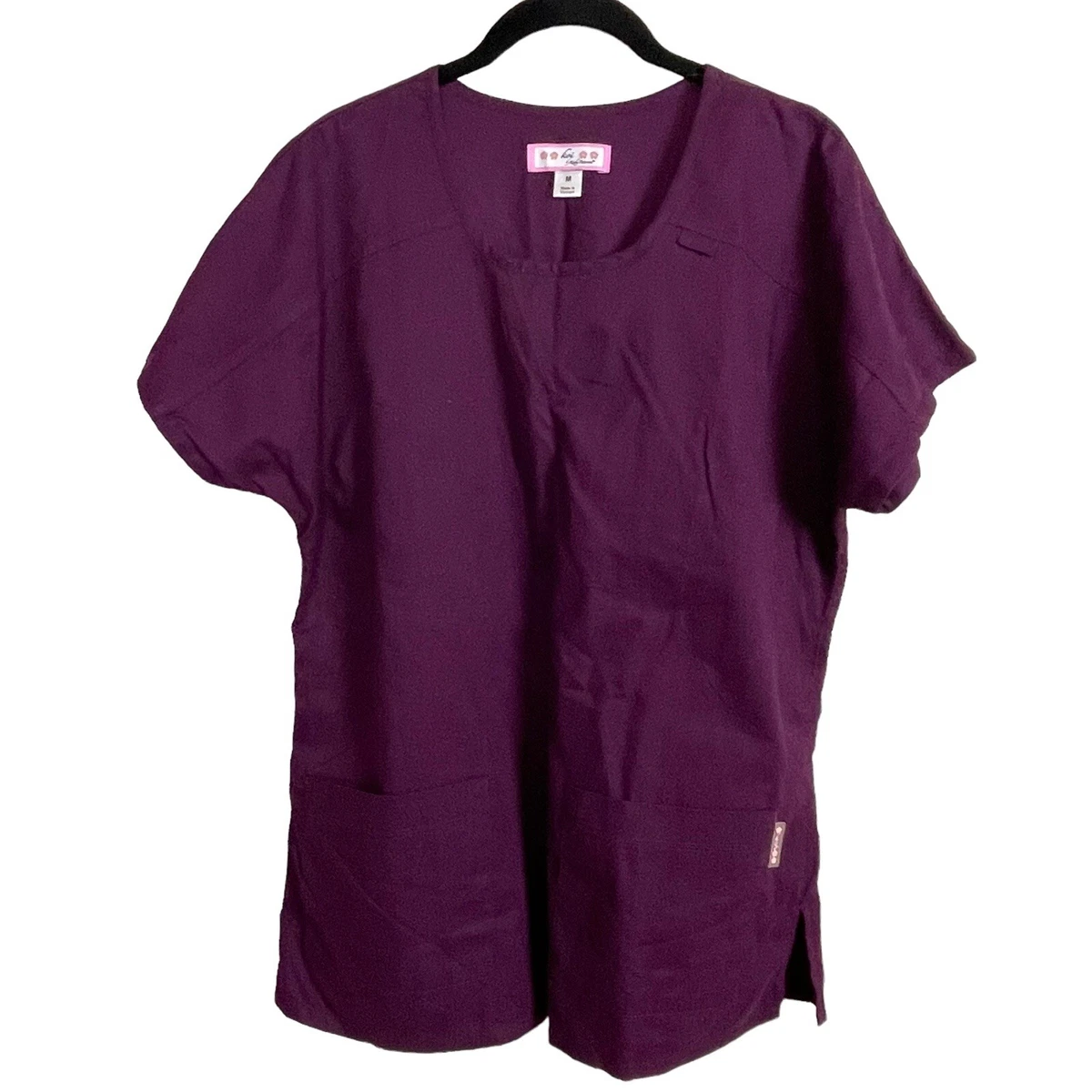 Koi Kathy Peterson Bordeaux Purple Scrub Top Round Neck Size M