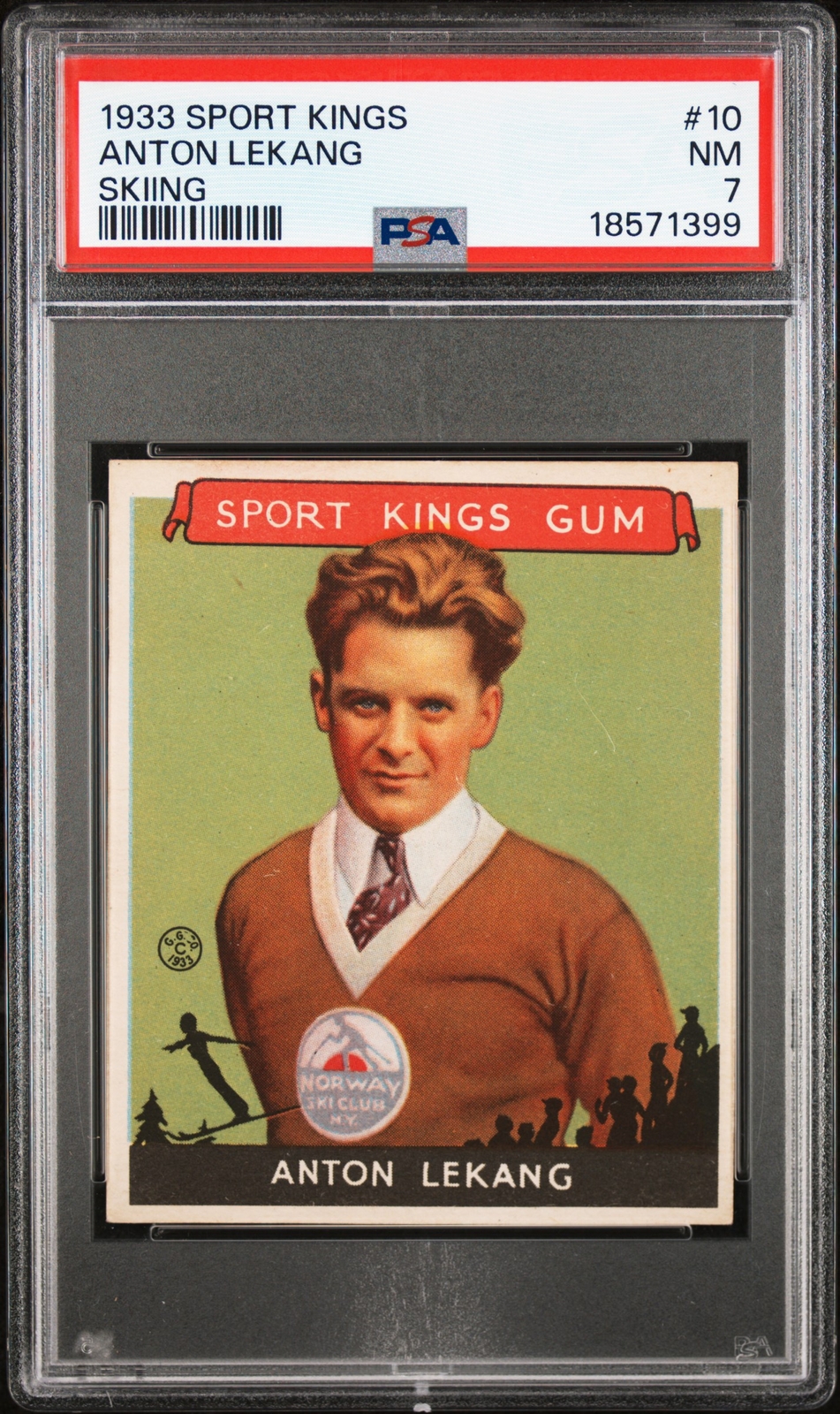 1933 Goudey Sport Kings #10 Anton Lekang Skiing PSA 7