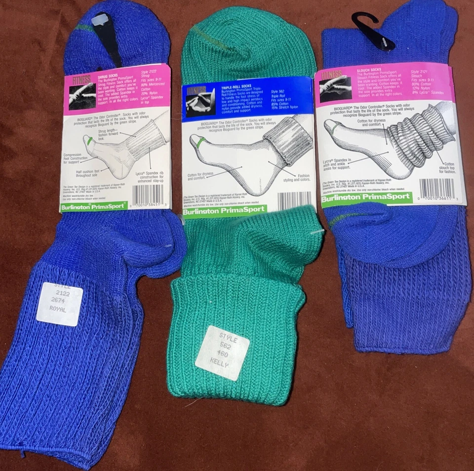 Calcetines holgados plegables de algodón vintage azul real y verde 3pr para mujer Burlington Foto 4 de 4