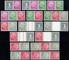 BUND 1960, Heuss und Ziffer, stehendes Wz. X, komplett postfrisch, Mi. 125,-