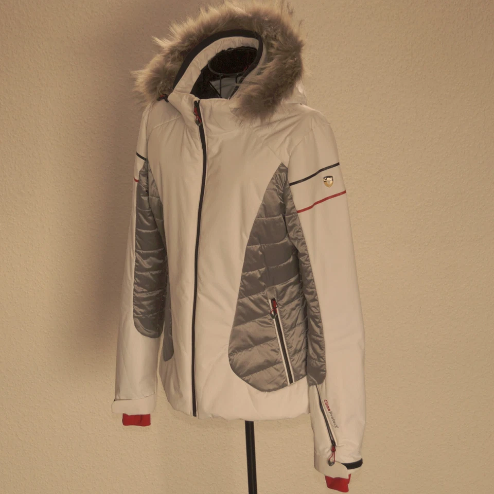 💥💥💥CMP DAMEN SKIJACKE GR.40 WEISS SILBER MIT KAPUZE & ABTRENNBAREM PELZKRAGEN - Bild 2 von 4