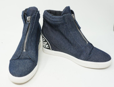 DKNY Sneaker Shoes Connie K4822723 Denim US 9M Navy Blue Spell out Donna Karan