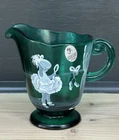 Fenton Signed Emerald Green Pitcher FIRST RECITAL Hand painted