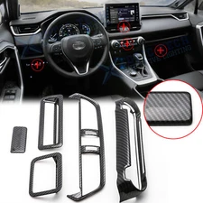 5pcs Carbon Fiber Style Car Decor Interior Cover Trim For Toyota RAV4 2019-2021
