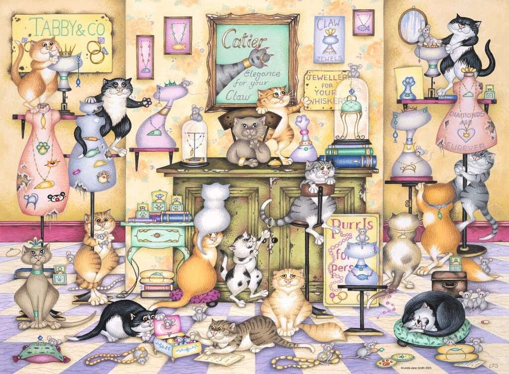 Ravensburger Crazy Cats Tabby & Co by Linda Jane Smith 500 piece jigsaw puzzle