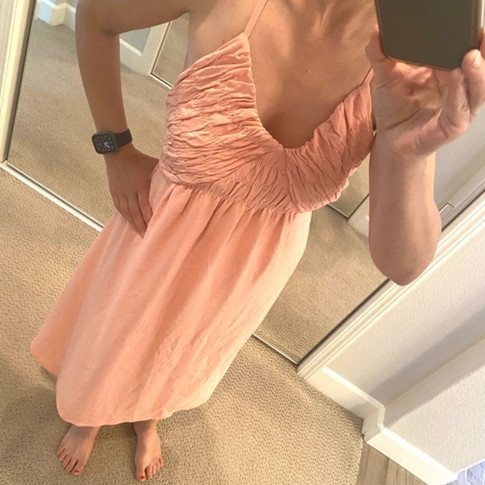 Maxi Dress Black Label Size L Open Back Peach Color-image
