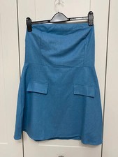 PrettyLittleThing Blue Bandeau Linen-Look Shift Dress – UK 14 – NWT – RRP £28