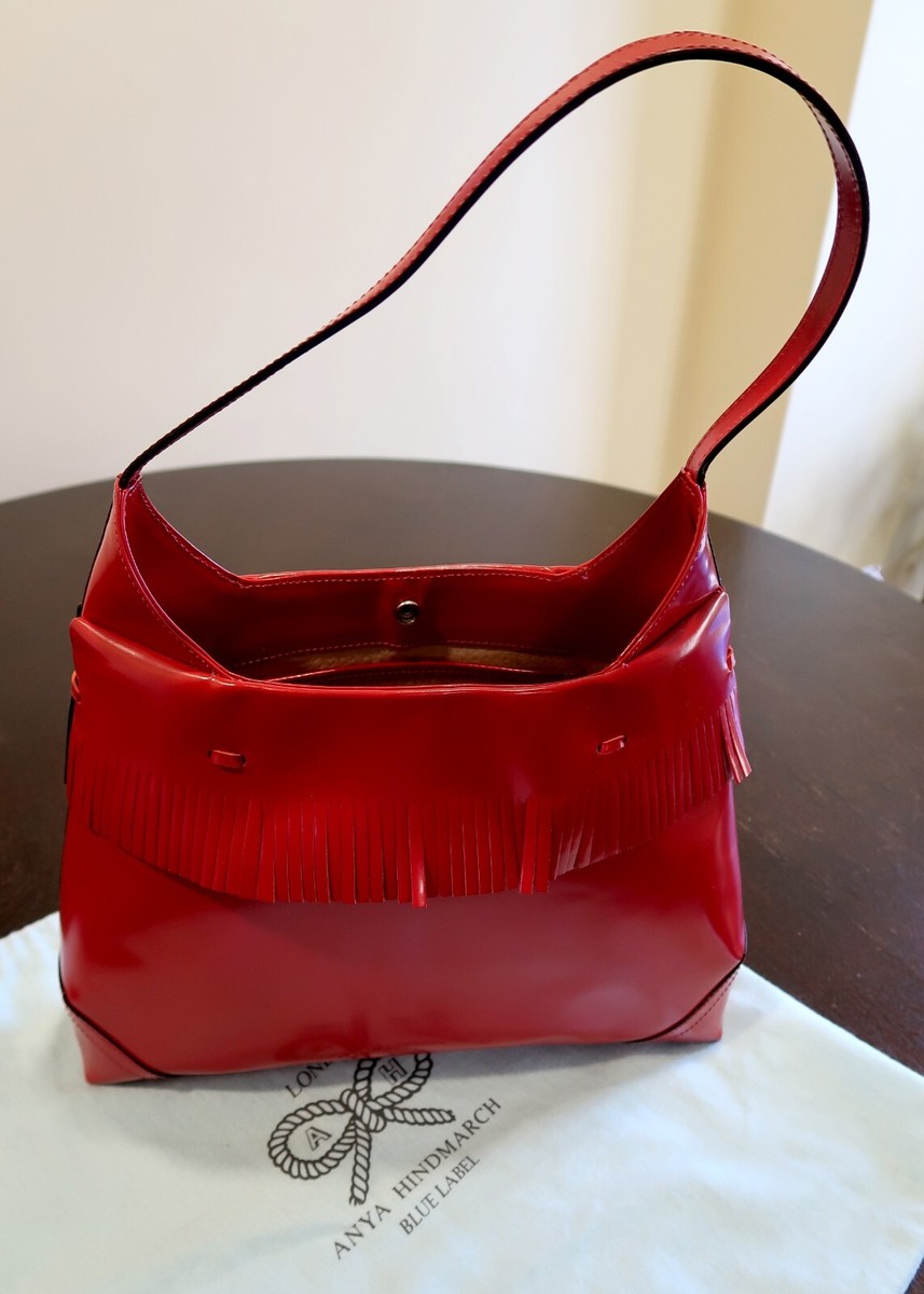 Anya Hindmarch Blue Label Patent Leather Bag Red with Dust Bag