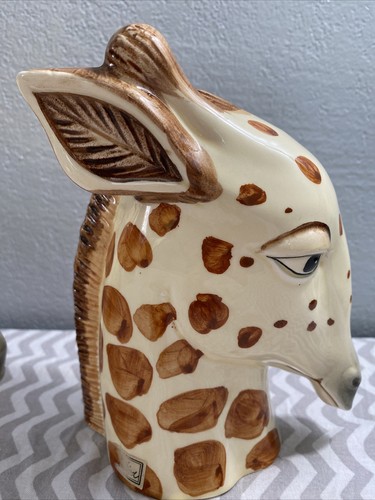 VTG Fitz & Floyd GIRAFFE Heads Sculpture Ceramic Hand Painted Bookends 6 1/2" - Picture 4 of 12