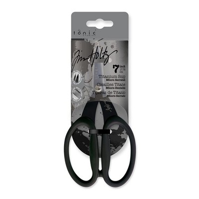 Tim Holtz Small Titanium Scissors - 7 Inch Mini Snips with Micro Serrated Bl...