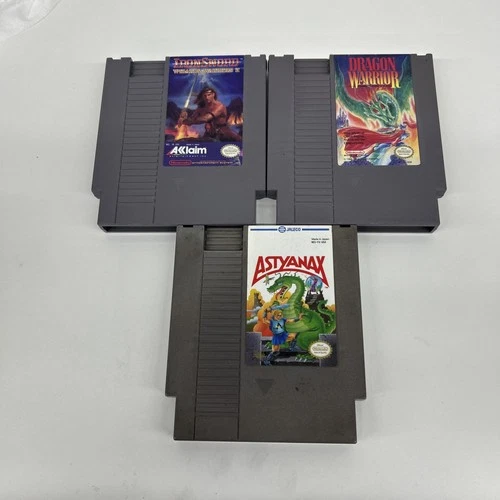 3 NES Games: Astyanax/Dragon Warrior. And iron sword all Tested And Working