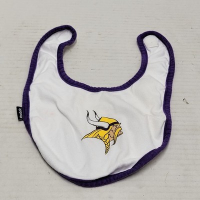Reebok Minnesota Vikings Baby Bib White Purple NFL Football Logo Hook Loop