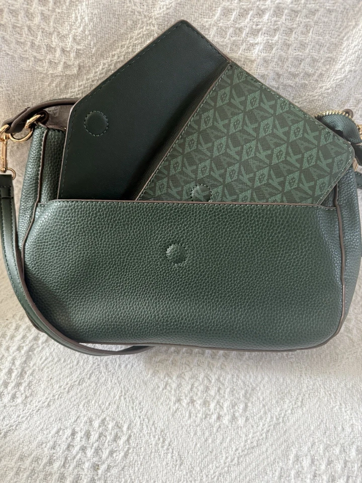 Anne Klein 2 适用于 1 挎包带可拆卸袋,马鞍/鞍/绿色 — 第 4/4 张图片