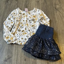 Girls 5 Outfit Floral Longsleeve Shirt Sequin Skirt EUC Toddler Clothes