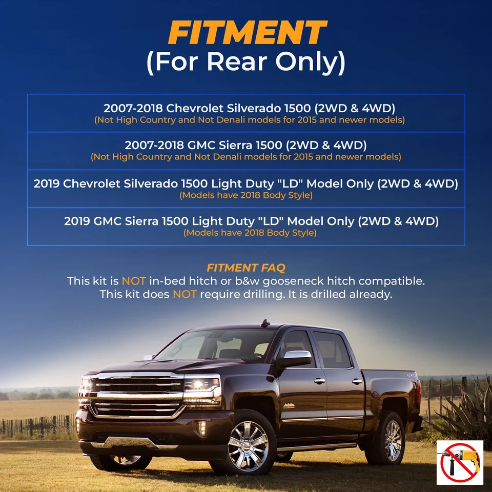 Air Bag Suspension Kit for 2007-2018 Chevrolet Silverado 1500 GMC Sierra 1500 - Imagem 3 de 4