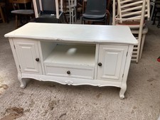 White Painted MDF TV Cabinet Stand Unit with Drawer & Cupboards