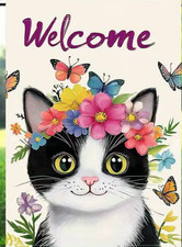 "New" Spring Cat, Two-Sided Polyester Type Outdoor Garden/Yard Flag