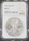 2022 US Silver Eagle - 1 oz .999 Fine Silver - NGC MS70 -170