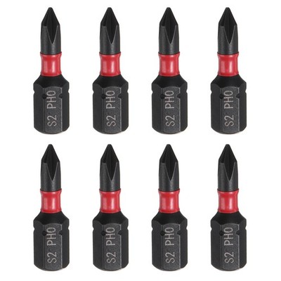 8stk PH0 Phillips Schraubendreher Bit 1/4'' Schaft 1'' Länge Magnetische Kreuzkopf