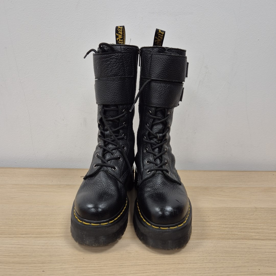 Dr Martens Jagger Black Leather Military Tank Girl Platform Chunky