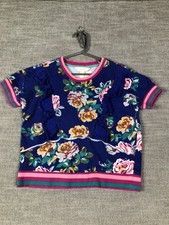 Matilda Jane Shirt Girls 6 Blue Floral Ruffle Short Sleeve Crewneck Colorful Top