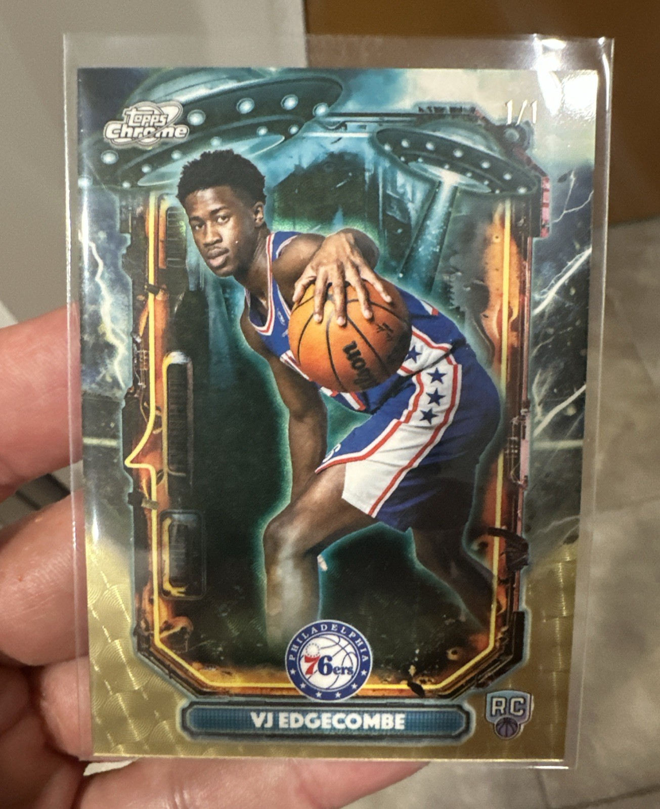 2025 Topps Chrome Cosmic VJ Edgecombe Extraterrestrial Rookie Superfractor 1/1 view 9