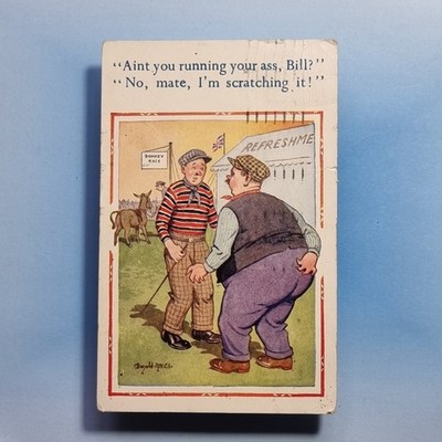 Donald McGill Comic Postkarte 1953 Eselrennen Kratzarsch Erfrischungszelt A/F