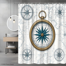 Nautical Compass Shower Curtain for Maritime Bathroom Decor