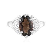 Cavill Rauchquarz Ring 2,67Ct Oval 925 Silber Rhodiniert Blattmotiv- Echtschmuck