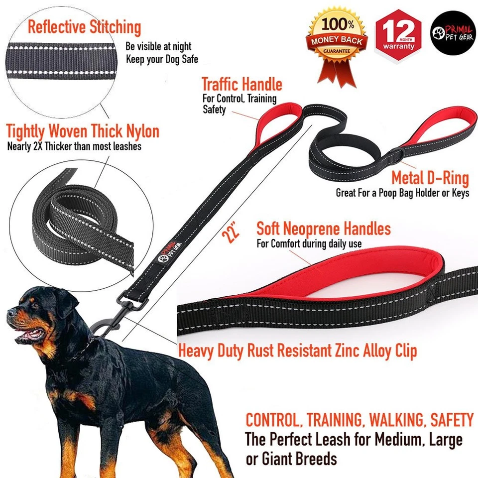 Dog Leash 6ft Long,Traffic Padded Two Handle,Heavy Duty,Reflective Double Han... - Image 2 of 4