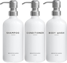 White Shampoo  Conditioner Dispenser Set by Shower Dispenser Bathroom
