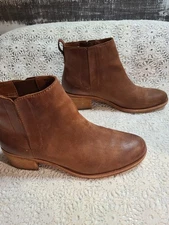 Kork-Ease Women's Slip-On Brown Leather Chelsea Ankle Boots Size 7.5