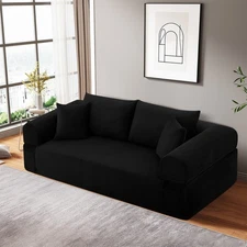 83.5" Convertible Sofa Bed Compression Sofa with Corduroy Fabric 6 Solid Colors