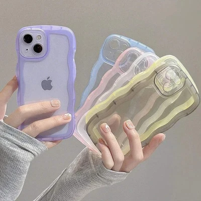 LUXEPICKS Case Cute Transparent Curly Wave iPhone Case