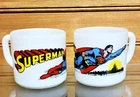 Superman Mug Vintage Federal Milk Glass 1971 DC Comics LOT 2